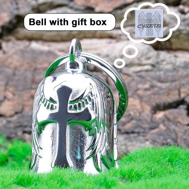 CYZBTBl Motorcycle for Bells - Motorcycle Angel Bell for Men Women,Bell Biker Accessory,Guard Riding Safety (Cross Black) - Image 4